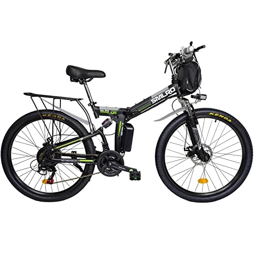 Mountain bike elettrica pieghevoles : TAOCI Bicicletta elettrica pieghevole da uomo / donna, 26", ruote da 48 V, Urban E-Bike Trekking MTB, design impermeabile IP54, per adulti, viaggi quotidiani (nero)