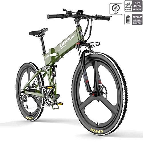 Mountain bike elettrica pieghevoles : TCYLZ E-Bike Bicicletta elettrica Mountain Bike 26 pollici MTB E-Bike pieghevole 48 V 10, 4 AH batteria al litio 400 W stabile motore senza problemi per adulti