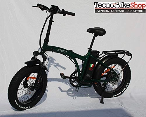 Mountain bike elettrica pieghevoles : Tecnobike Shop Bici Bicicletta Elettrica Pieghevole Z-Tech Folding Etna 500W 36V Telaio Dritto ZT-89-C Fat Bike eBikee (Verde)