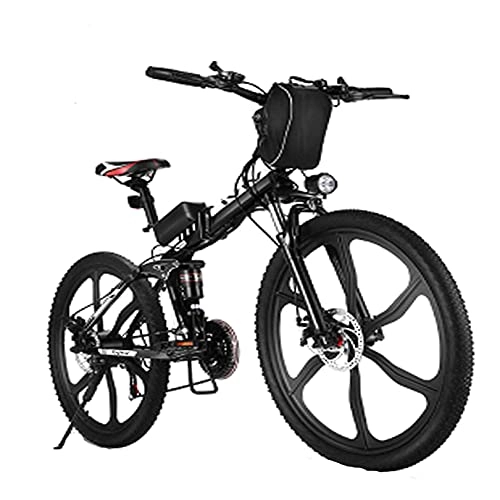 Mountain bike elettrica pieghevoles : Winice Mountain Bike con 26"Ruote, Uomini Bicicletta Elettrica Pieghevole, Motore Professionnal, Rimovibile 36V / 8Ah Batteria, Cambio a 21 Velocità, Velocità Massima 25KM / H, Chilometraggio Fino a 41km