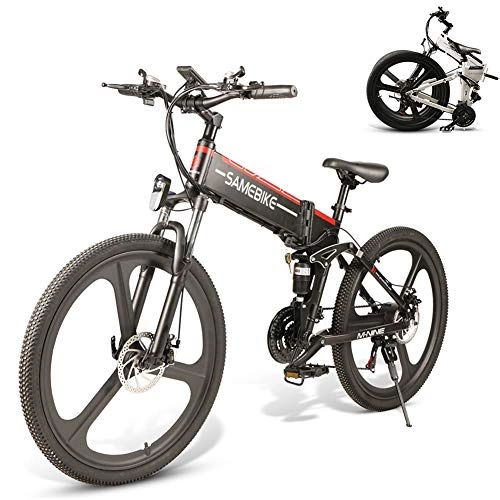 Mountain bike elettrica pieghevoles : Xcmenl Biciclette Elettriche per Adulto, Bicicletta Elettrica in Alluminio da 350 W per Adulti con Batteria agli Ioni di Litio Rimovibile da 48 V 10 Ah A 21 velocità