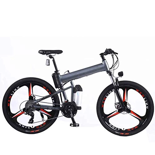 Mountain bike elettrica pieghevoles : XFY Bicicletta Elettrica Pieghevole con Ruote di 26 Pollici, Batteria Litio di Grande capacit 36V 8 Ah, per Adulti, Donna / Uomo, Grigio + Nero