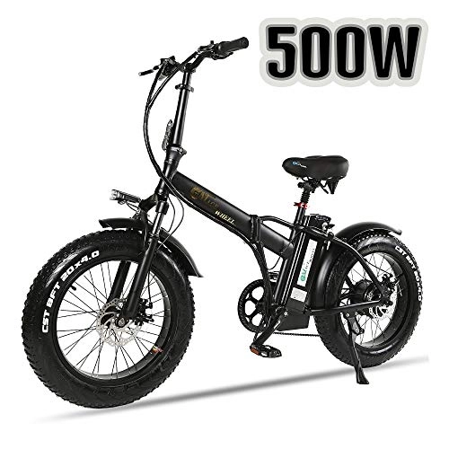 Mountain bike elettrica pieghevoles : XXCY Pieghevole Bici elettrica 500 w e-Bike 20"* 4.0 Pneumatico Grasso 48v 15ah Batteria Display LCD con 5 Livelli di velocità di PAS (Nero)