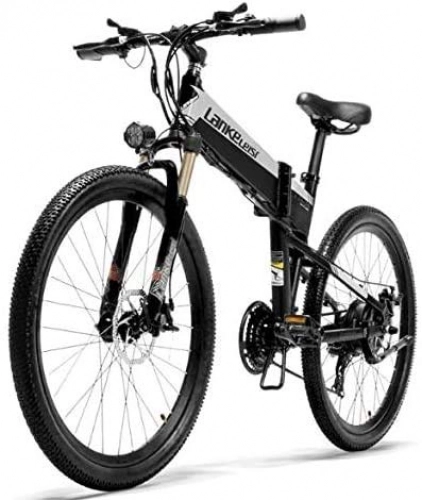 Mountain bike elettrica pieghevoles : YAOJIA Bicicletta Uomo Mountain Bike Bici da Uomo Pieghevole 26 Pollici E-Bike con Batteria al Litio da 48 V 10, 4 Ah | Bicicletta da Corsa Ibrida A 21 velocità Bicicletta Bike