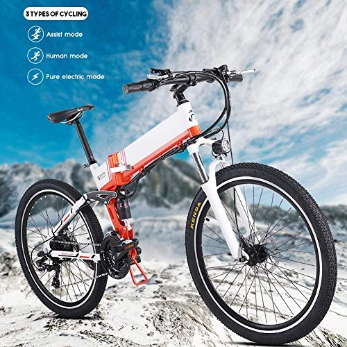 Mountain bike elettrica pieghevoles : Ylight Bicicletta Elettrica, 500W 48V Pieghevole 26 Pollici Fat Tire Mountain Bike 21 velocit E-Bici, Pedal Assist, Freno A Disco