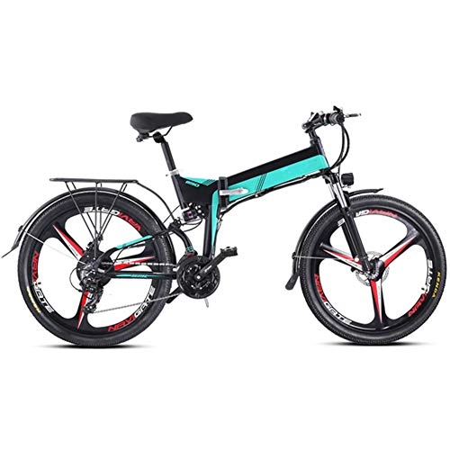 Mountain bike elettrica pieghevoles : Ylight Bicicletta Elettrica Pieghevole Batteria al Litio Mountain Bike Assistita Tre Ruote di Coltello, 26", 350 W, 48 V, Blu