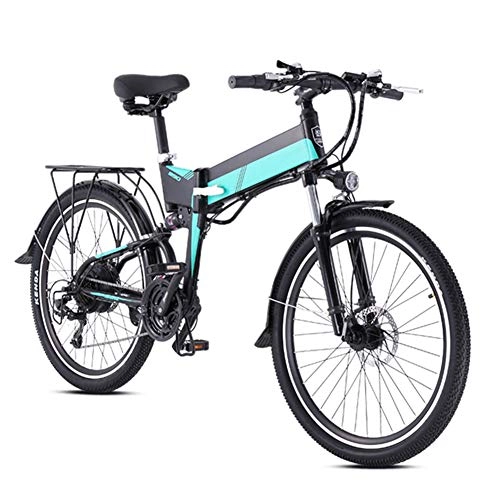 Mountain bike elettrica pieghevoles : Ylight Mountain Bike Elettrica con 500W Motore Senza Spazzole, 48V12.8AH Batteria al Litio E 26Inch Fat Tire, Blu