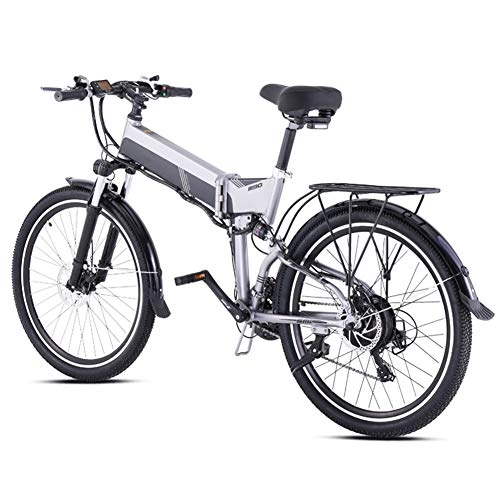 Mountain bike elettrica pieghevoles : Ylight Mountain Bike Elettrica con 500W Motore Senza Spazzole, 48V12.8AH Batteria al Litio E 26Inch Fat Tire, Grigio