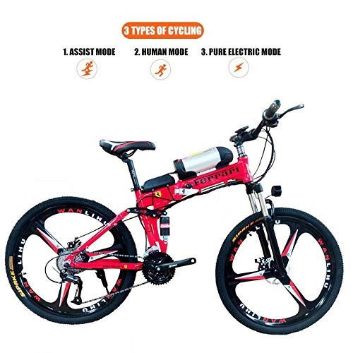 Mountain bike elettrica pieghevoles : YMhome Biciclette elettriche per Gli Adulti, 360W Lega di Alluminio-Bici della Bicicletta Removibile 36V / 8Ah agli ioni di Litio della Bici di Montagna / Commute Ebik, Rosso