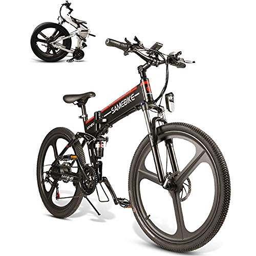Mountain bike elettrica pieghevoles : YRXWAN Mountain Bike Elettrico 26"Ruota Pieghevole Ebike 350W 48V 10AH 21 velocità Cerchio in Lega di magnesio per Adulti, Nero, 350W