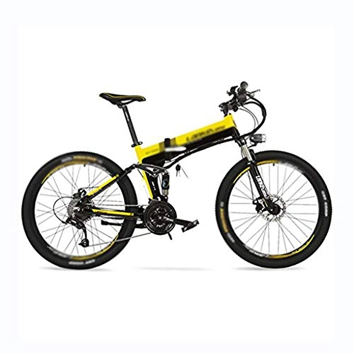 Mountain bike elettrica pieghevoles : ZDDOZXC XT750 Batteria al Litio Nascosta da 36 V 12, 8 Ah, Bici elettrica a Pedale Pieghevole da 26", velocit 25~35 km / h, Mountain Bike, Forcella Ammortizzata, Pedelec.