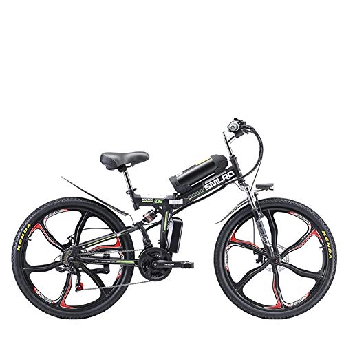 Mountain bike elettrica pieghevoles : ZDJ Pieghevole Biciclette, 350W Motore Elettrico Estraibile Display LCD Batteria di Guida Sostenibile 35 KM per Adulti White Collar Città Commute (48 V)