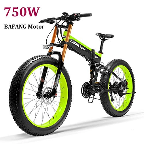Mountain bike elettrica pieghevoles : ZJGZDCP 26inch Bici di Montagna elettrica Estraibile Grande capacit agli ioni di Litio (48V 750W) Bici elettrica 21 Speed Gear e Tre modalit di Funzionamento (Color : Green, Size : 750W)