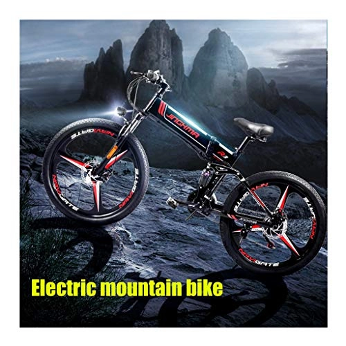 Mountain bike elettrica pieghevoles : ZJGZDCP Folding Mountain Bici Elettrica 48V 10.4Ah Rimovibile Batteria al Litio Spiaggia Neve Folden Bicicletta Elettrica Città Commute Adulti 350W Mountain E-Bike (Color : Black)