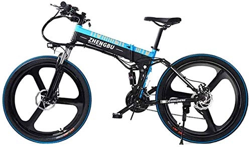 Mountain bike elettrica pieghevoles : ZJZ Mountain Bike elettrica da 26"per Uomo e Donna, Bici da Città da 400 W con Batteria agli ioni di Litio Rimovibile da 48 V 10 Ah a 27 velocità.