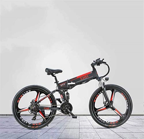 Mountain bike elettrica pieghevoles : ZJZ Mountain Bike elettrica Pieghevole per Adulti da 26 Pollici, Batteria al Litio da 48 V, con Sistema di Posizionamento antifurto GPS Bicicletta elettrica, 21 velocità