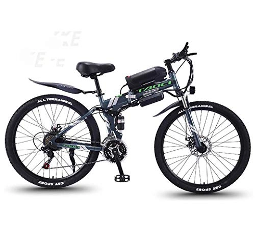 Mountain bike elettrica pieghevoles : ZTYD Bici elettrica, 26" Mountain Bike per Adulti, all Terrain Biciclette 21-velocità, 36V 30KM Pure Chilometraggio Batteria Rimovibile agli ioni di Litio, Black Green a1, 13AH / 75km