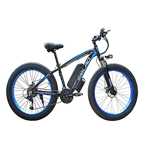 Mountain bike elettriches : 26 Bicicletta elettrica, 4.0 Pneumatico Grasso Mountain Bike 48V 1000W Bici Freno Disco Sport Tempo Libero Adulto, Blu