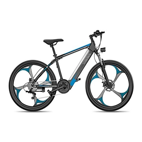 Mountain bike elettriches : 26 Pollice Bicicletta elettrica, 48V 10A Batteria Litio Mountain Bike 27 velocità Freno Disco Display LCD Bici, Blu