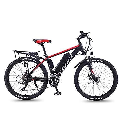 Mountain bike elettriches : 350W bici elettrica 26 '' adulti bicicletta elettrica / elettrica per mountain bike, con estraibile impermeabile di grande capienza 36V13AH batteria al litio e caricabatteria, Black red