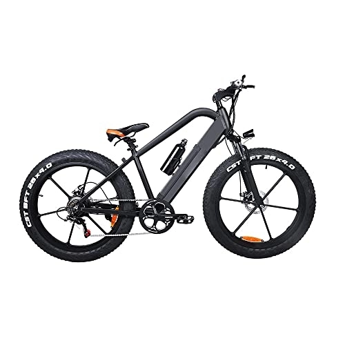 Mountain bike elettriches : 48V 10A Fat Tire Bici Elettrica 26 "4" Mountain Bike Elettrica per Adulti con 6 Velocità Batteria Al Litio Grigio