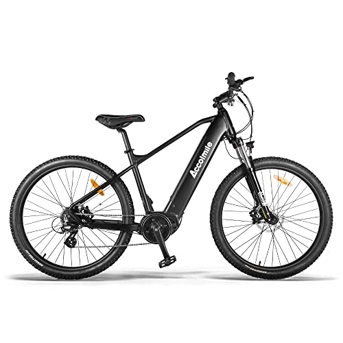 Mountain bike elettriches : Accolmile Electric Mountain Bike 36V250W Mid Drive Torque Sensor Motor 27.5" Electric Bicycle with Hidden 36V 15Ah E-bike Battery, Beach Mountain E-bike with Shimano 8 Speed Gears MTB for Adult-Black