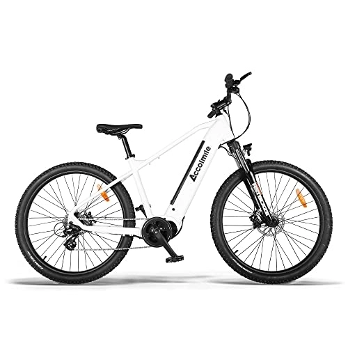 Mountain bike elettriches : Accolmile Electric Mountain Bike 36V250W Mid Drive Torque Sensor Motor 27.5" Electric Bicycle with Hidden 36V 15Ah E-bike Battery, Beach Mountain E-bike with Shimano 8 Speed Gears MTB for Adult-White