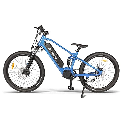 Mountain bike elettriches : Accolmile Unisex Mid-Motor biciclette elettriche per adulti, 27, 5"Commuter Mountain Bike Pedelec, Rocket Bear 1S Electric Bike, 8-Speed Gearbox per donne uomini, blu