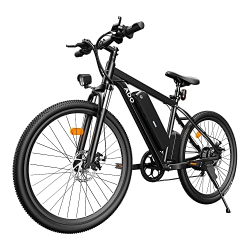 Mountain bike elettriches : ADO A26 Bicicletta elettrica elettrica da 26" con batteria rimovibile da 36 V / 12, 5 Ah, cambio a 7 marce, mountain bike, velocità massima 35 km / h / chilometri, carica fino a 70 – 100 km