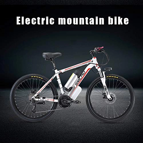 Mountain bike elettriches : AKEFG Hybrid Mountain Bike, Adulto Bicicletta elettrica al Litio Rimovibile Batteria agli ioni (48V 13Ah) 26 Pollici per Commuter Viaggi, Bianca
