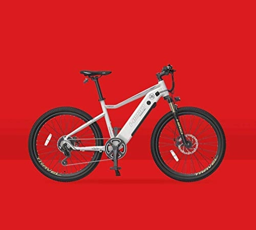 Mountain bike elettriches : ALQN Mountain bike elettrica per adulti, bici da neve a 7 velocit 250 W, con bicicletta elettrica a batteria al litio impermeabile con misuratore LCD / 48V 10Ah, ruote da 26 pollici, bianca