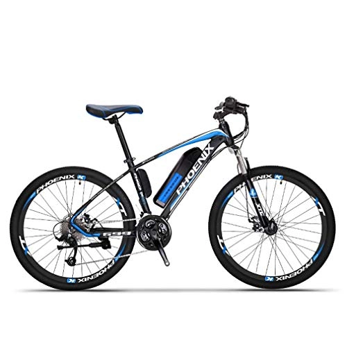 Mountain bike elettriches : Alqn Mountain bike elettrico adulto, bici da neve 250W, batteria al litio rimovibile 36V 10Ah per, bicicletta elettrica a 27 velocit, ruote da 26 pollici, Nero