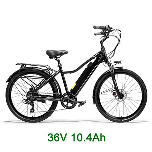 Mountain bike elettriches : AMGJ Mountain Bicicletta Elettrica, Pneumatici 26 Pollici Potenza 300 W con Display LCD E Sella E Manubrio Regolabili Batteria 36V 10.4 / 15 Ah Pendolarismo, Nero, 36V 10.4Ah
