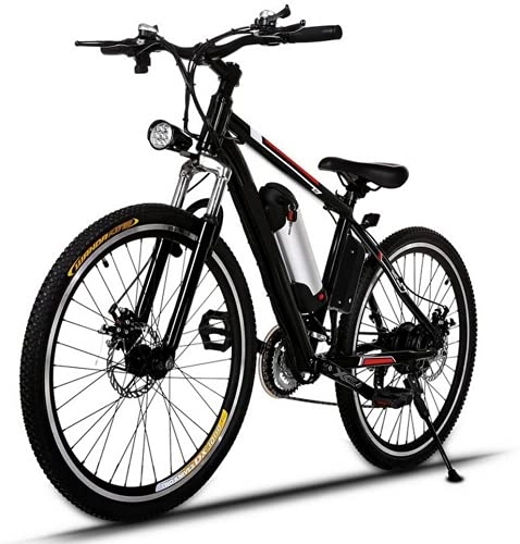 Mountain bike elettriches : ANCHEER 26" Bicicletta Elettrica, 250W Bici da Montagna Ebike con Batteria Rimovibile 36V / 8AH, 21 velocità Sospensione Completa Premium e Cambio Shimano (Nero)