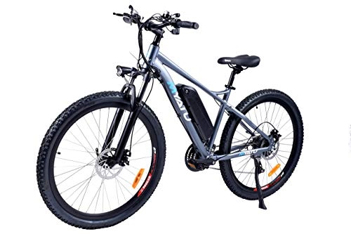 Mountain bike elettriches : AUTOKS Bicicletta elettrica da 27, 5 'per Adulti, Bicicletta elettrica con Motore da 250 W, Batteria da 36 V 8 Ah, Cambio Professionale a 21 velocità (Grigio)