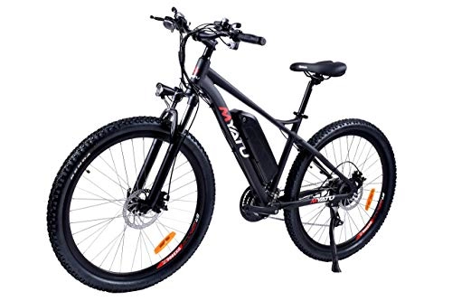 Mountain bike elettriches : AUTOKS Bicicletta elettrica da 27, 5 'per Adulti, Bicicletta elettrica con Motore da 250 W, Batteria da 36 V 8 Ah, Cambio Professionale a 21 velocità (Nero)