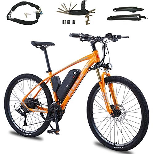 Mountain bike elettriches : AZUOYI Mountain Bike per Bici elettrica, Pneumatici 27.5" Ebike Bici elettrica per Bici con Motore brushless da 500 W e Batteria al Litio 48 V 13 Ah 27 velocità, Arancia
