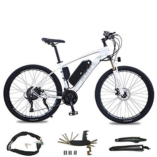 Mountain bike elettriches : AZUOYI Mountain Bike per Bici elettrica, Pneumatici 27.5" Ebike Bici elettrica per Bici con Motore brushless da 500 W e Batteria al Litio 48 V 13 Ah 27 velocità, Bianca