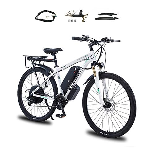 Mountain bike elettriches : AZUOYI Mountain Bike per Bici elettrica, Pneumatici 29" Ebike Bici elettrica per Bici con Motore brushless da 1000 W e Batteria al Litio 48 V 13Ah Shimano 21 velocit, Bianca