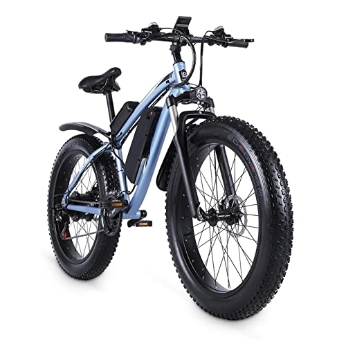 Mountain bike elettriches : Bici elettrica 1000w Mens Mountain Bike Snow Bike Lega di Alluminio Bicicletta elettrica Ebike 48v17ah Bicicletta elettrica 4.0 Fat Tire E Bike (Colore : Blu, Number of speeds : 21)