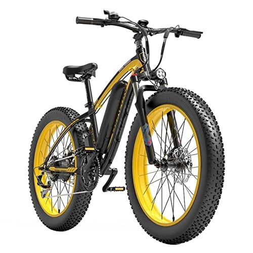 Mountain bike elettriches : Bici elettrica 1000w per Adulti, Batteria agli ioni di Litio 48v 16Ah Rimovibile Bicicletta elettrica da Montagna 26'' Fat Tire Ebike 25mph Snow Beach E-Bike (Colore : 16AH Yellow)