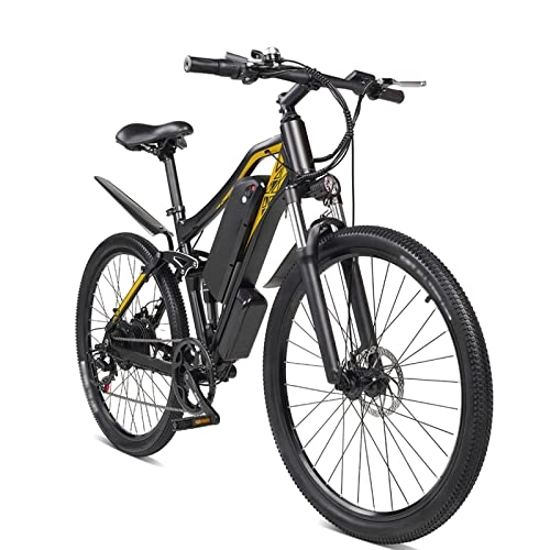 Mountain bike elettriches : Bici elettrica 500W per Adulti Mountain Ebike Snow Bicycle Sport Beach Cycling 48V 17Ah Bici elettrica in Lega di Alluminio (Colore : Nero)