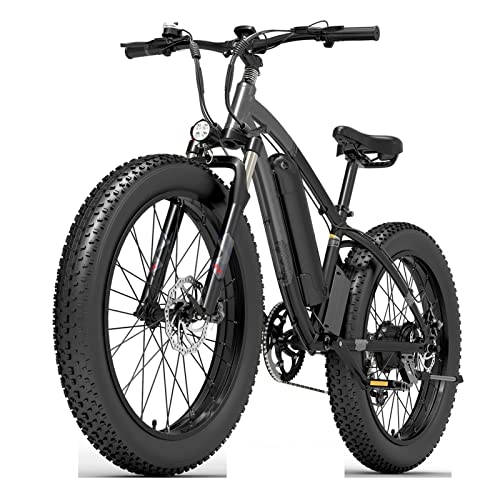 Mountain bike elettriches : Bici elettrica for Adulti 25 mph 100 0W 48V. Power Assist Bicycle Elettrico 26 x 4 Pollici Pneumatici Grassi E-Bike 13Ah Batteria Bike elettrica (Colore : Nero)