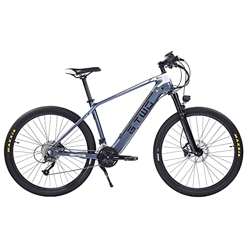 Mountain bike elettriches : Bici elettrica in Fibra di Carbonio da 27, 5 Pollici di Alta qualità, Forcella Anteriore Ammortizzatore Pneumatico (Grey White, 9.6Ah)
