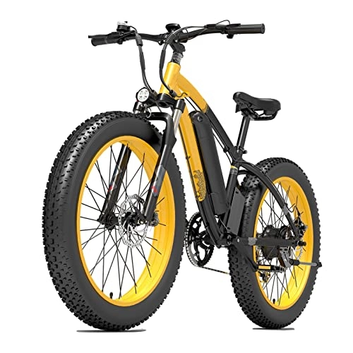 Mountain bike elettriches : Bici elettrica per adulti 25 Mph 1000W Bicicletta elettrica 48V 13ah Power Assist Bicicletta elettrica 26 X 4 pollici Fat Tire E-Bike Batteria elettrica (Colore: Giallo)