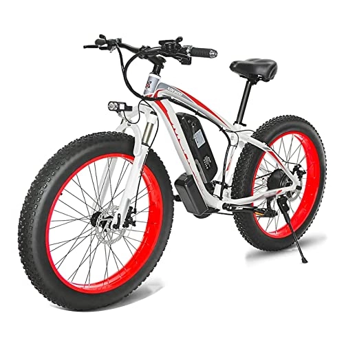 Mountain bike elettriches : Bici elettrica per Adulti 26" Fat Tire 1000W Motore Rimovibile Li- Ion Batteria 13Ah 21 Numero di velocità Bicicletta elettrica da Montagna (Colore : Rosso, Number of speeds : 21)
