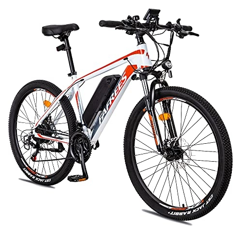 Mountain bike elettriches : Bici elettrica per adulti, Bicicletta elettrica di montagna con portapacchi posteriore, Batteria rimovibile 36V 10Ah, Motore 250W 21 velocità City Bike pendolarismo (bianco)