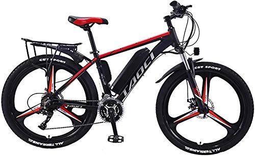 Mountain bike elettriches : Bici elettriche Biciclette Elettriche da 26"per Adulti, Mountain Bike per Uomo 36V 350W in Lega di Magnesio E Biciclette, Batteria Rimovibile agli Ioni di Litio con Support(Color:Rosso, Size:13Ah80Km)