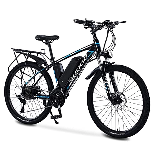 Mountain bike elettriches : Bicicletta elettrica, 26" Bici Elettrica da Trekking con portapacchi posteriore, Alluminio Mountain Bike con Batteria Rimovibile 36V 13AH, 350W Motore, 27 Velocità Per Adulto Uomini Donne (Arancione)