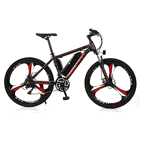 Mountain bike elettriches : Bicicletta elettrica a batteria al litio mountain bike 26 '' adulto velocità variabile 21 velocità bicicletta assistita 36V350W batteria staccabile ruota integrata (Color:red, Size:10AH)